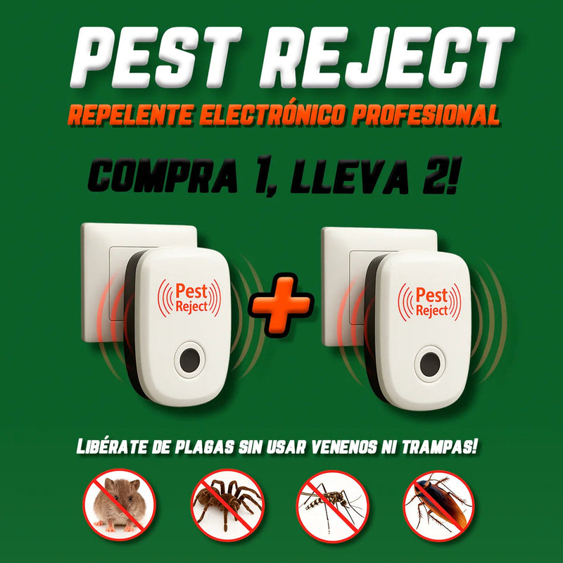 Repelente Ultrasónico Pest Reject 200m² – Seguro para Mascotas y Niños – COMPRA 1, LLEVA 2 [Sin Veneno, Silencioso]