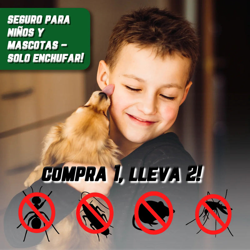 Repelente Ultrasónico Pest Reject 200m² – Seguro para Mascotas y Niños – COMPRA 1, LLEVA 2 [Sin Veneno, Silencioso]